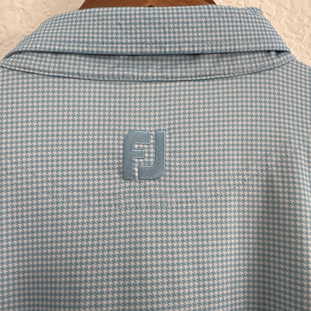 FootJoy Polo Shirt Mens XL Blue Houndstooth Golf Performance Stretch Collared - Picture 6 of 8